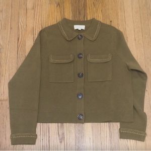 Sezane Betty Cardigan In Out of Stock Olive Color -- NWOT